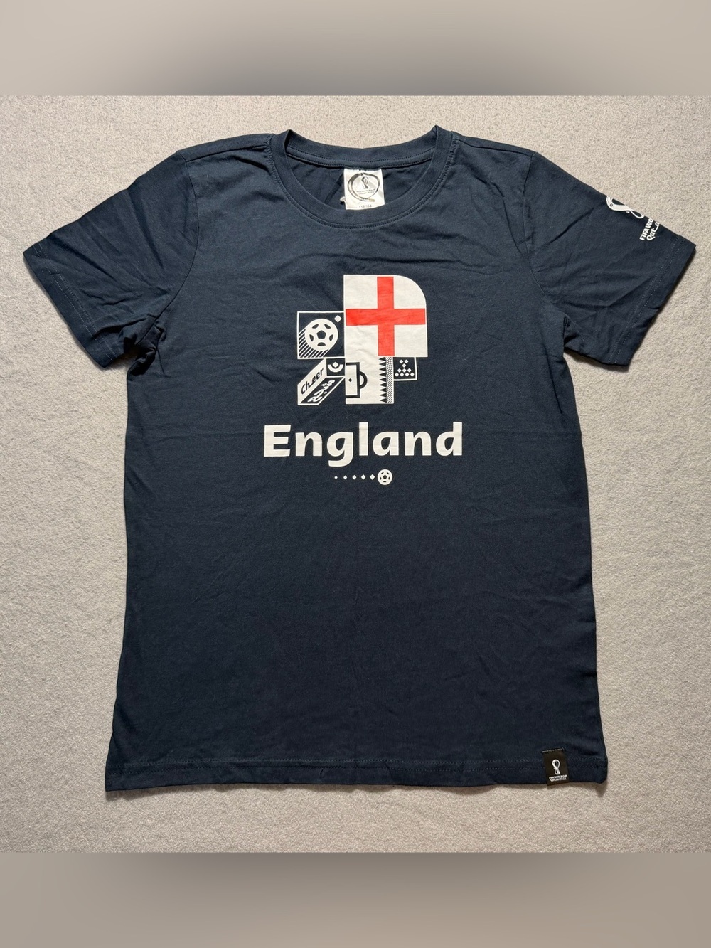 England FIFA World Cup Qatar 2022 T-Shirt Youth 158/164 Navy NWT